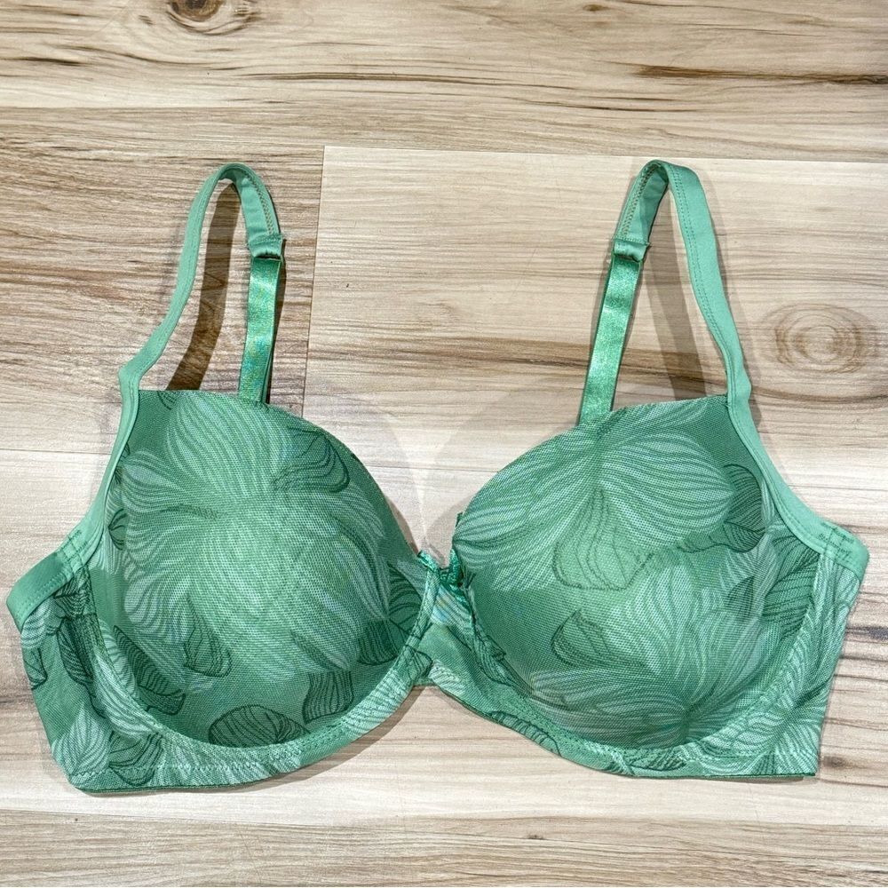 Delta Burke Green Floral Mesh Bra Women’s 40DD